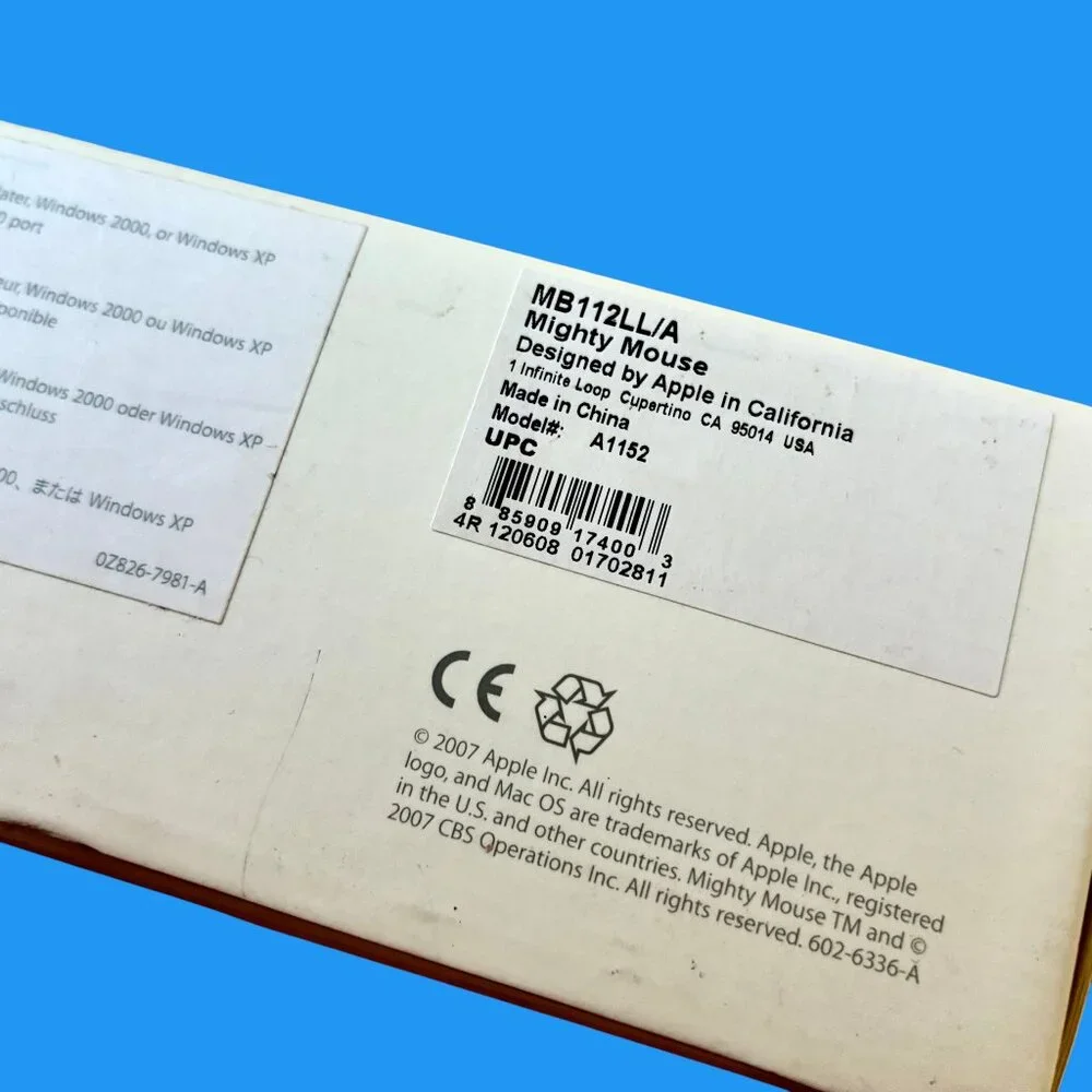 Apple A152 Mighty Mouse USB Wired Optical w/Trackball Origiinal Box & Paperwork